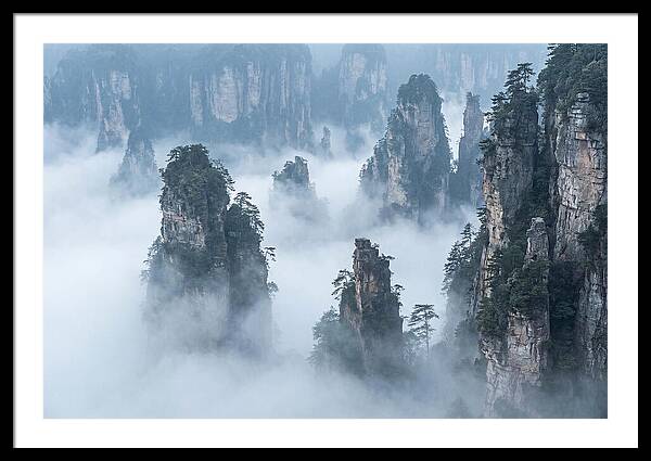 Towering Quartzite Pillars In Zhangjiajie