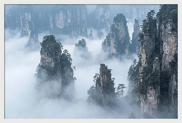 Towering Quartzite Pillars In Zhangjiajie