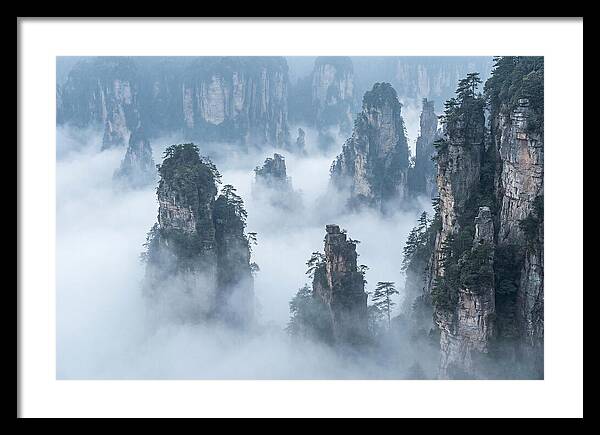 Towering Quartzite Pillars In Zhangjiajie