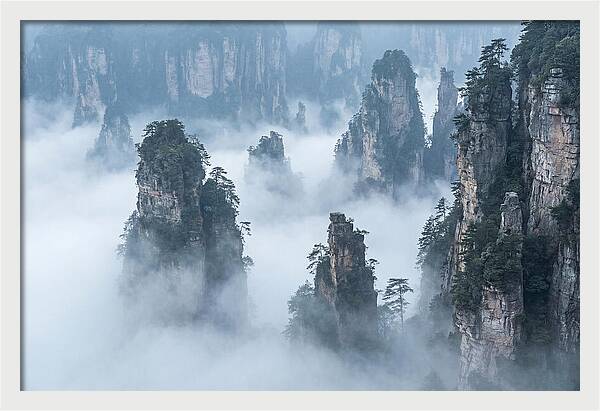 Towering Quartzite Pillars In Zhangjiajie