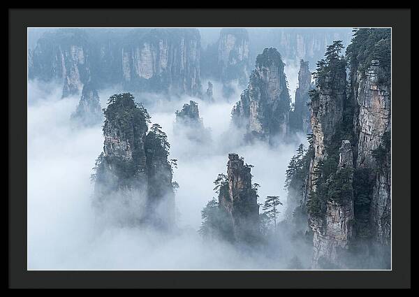Towering Quartzite Pillars In Zhangjiajie