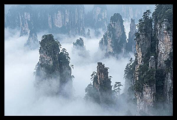 Towering Quartzite Pillars In Zhangjiajie