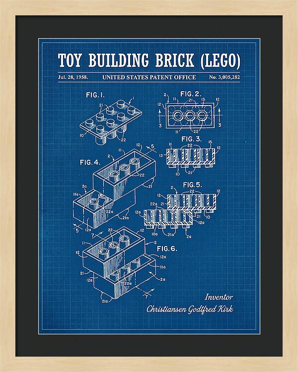 Toy Building Brick Lego Blueprint Patent Us3005282a