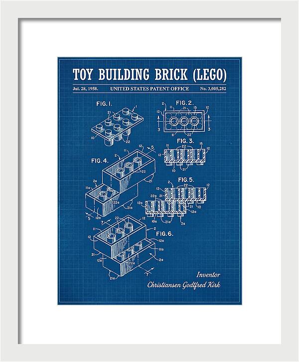 Toy Building Brick Lego Blueprint Patent Us3005282a