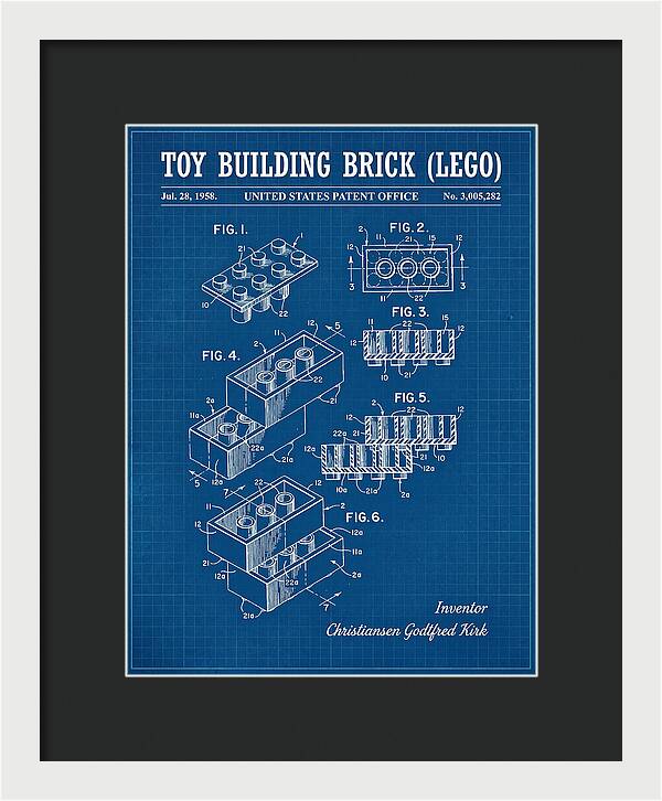 Toy Building Brick Lego Blueprint Patent Us3005282a