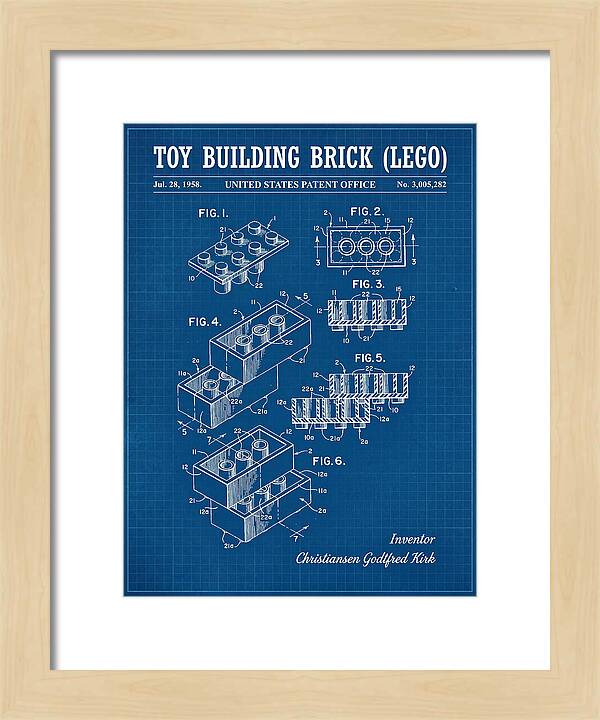 Toy Building Brick Lego Blueprint Patent Us3005282a