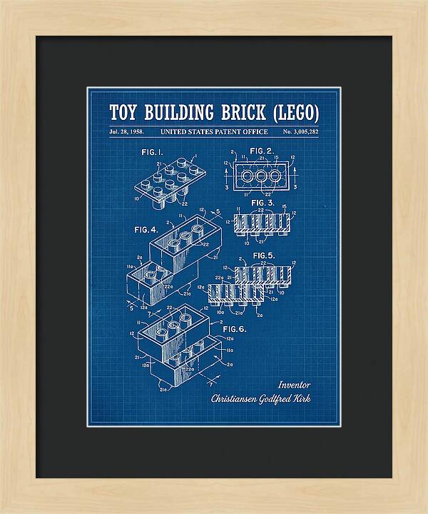 Toy Building Brick Lego Blueprint Patent Us3005282a