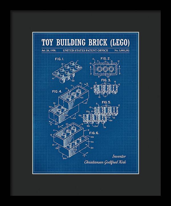 Toy Building Brick Lego Blueprint Patent Us3005282a