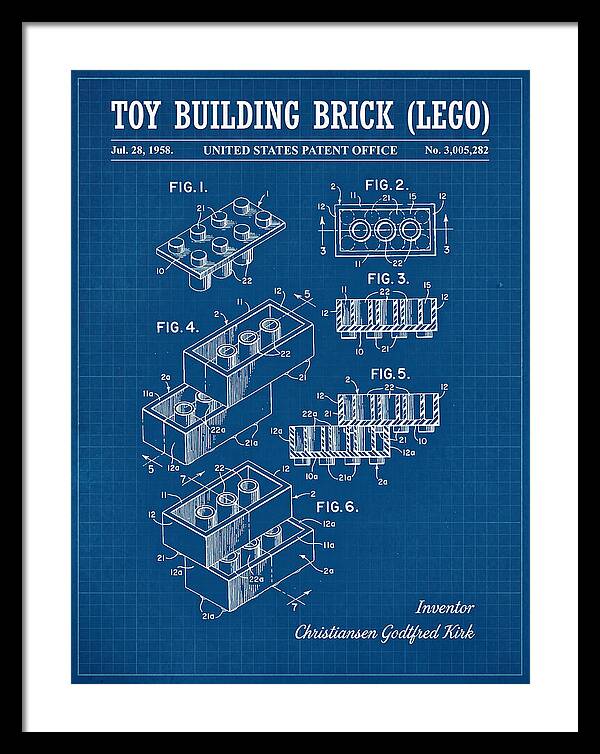 Toy Building Brick Lego Blueprint Patent Us3005282a