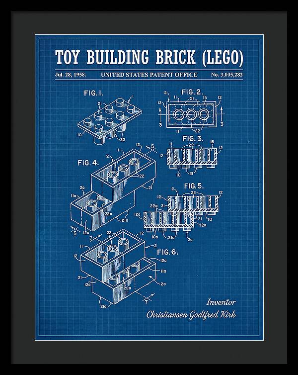 Toy Building Brick Lego Blueprint Patent Us3005282a