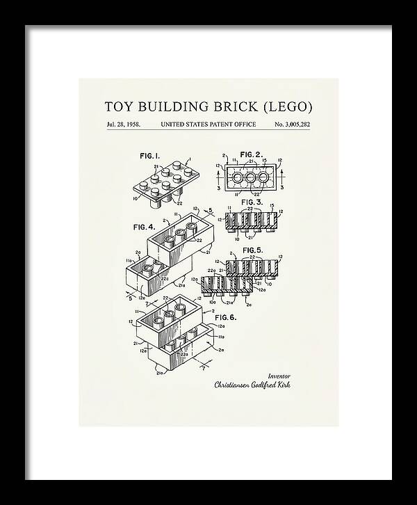Toy Building Brick Lego Minimalist Patent Us3005282a