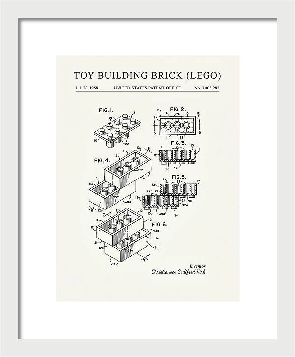 Toy Building Brick Lego Minimalist Patent Us3005282a