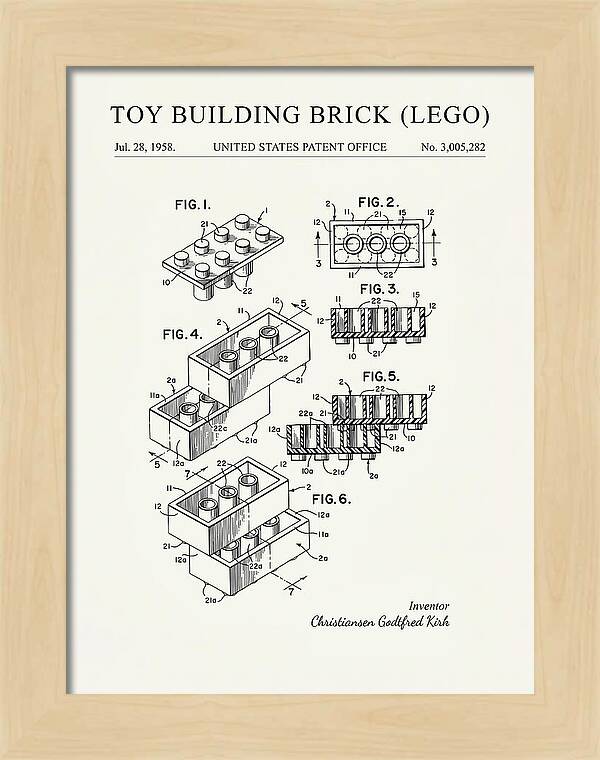 Toy Building Brick Lego Minimalist Patent Us3005282a