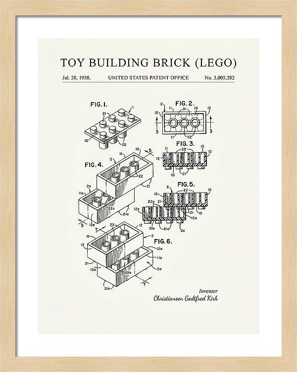 Toy Building Brick Lego Minimalist Patent Us3005282a