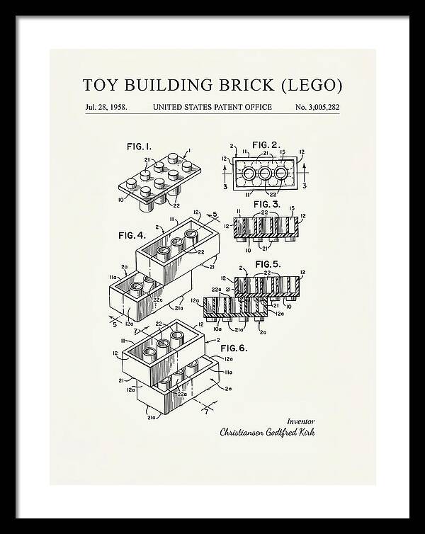 Toy Building Brick Lego Minimalist Patent Us3005282a