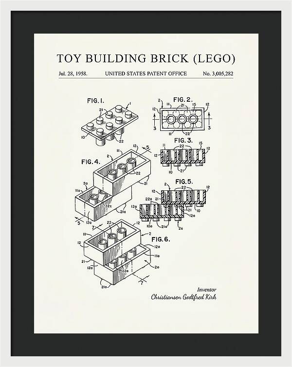 Toy Building Brick Lego Minimalist Patent Us3005282a