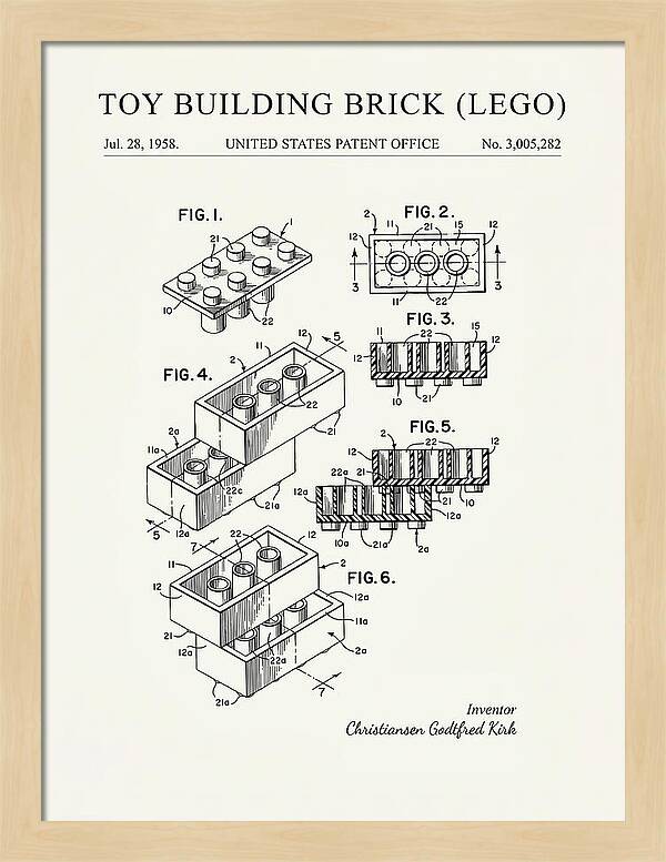 Toy Building Brick Lego Minimalist Patent Us3005282a