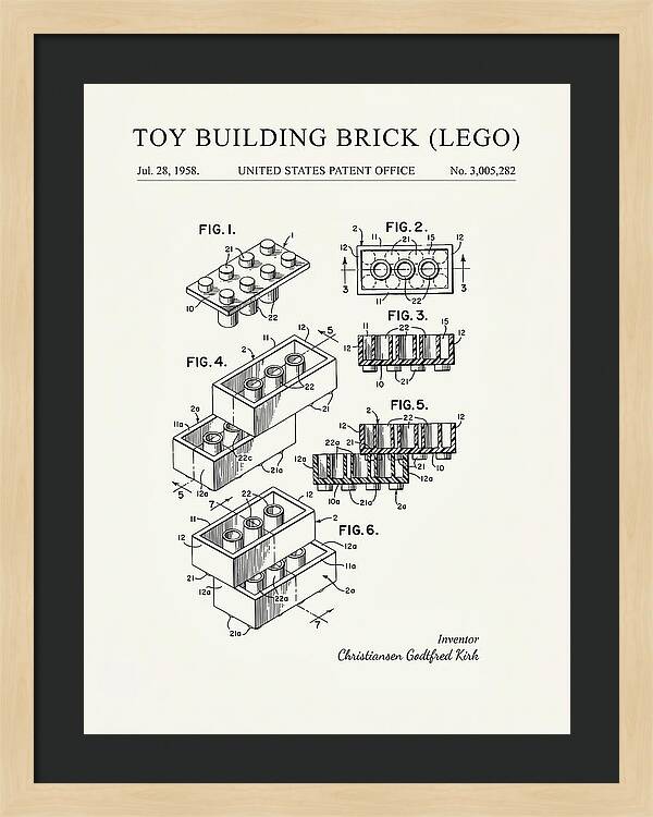 Toy Building Brick Lego Minimalist Patent Us3005282a