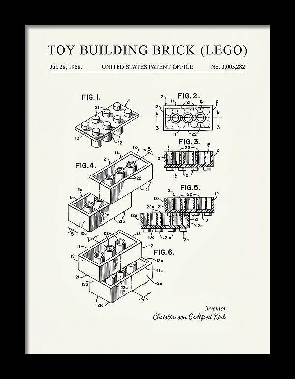 Toy Building Brick Lego Minimalist Patent Us3005282a