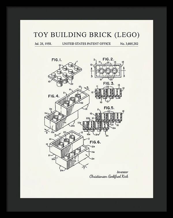 Toy Building Brick Lego Minimalist Patent Us3005282a