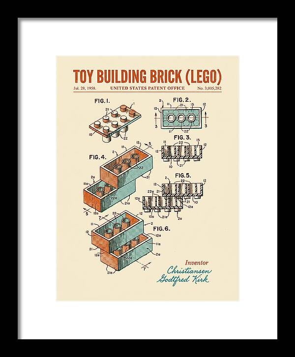 Toy Building Brick Lego Retro Patent Us3005282a