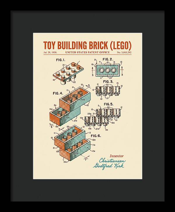Toy Building Brick Lego Retro Patent Us3005282a