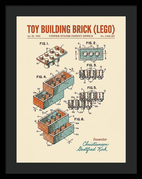 Toy Building Brick Lego Retro Patent Us3005282a