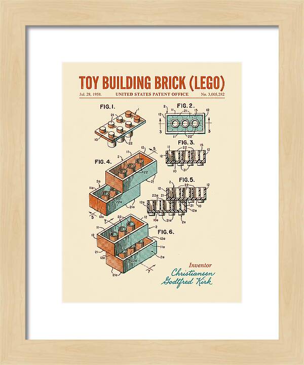 Toy Building Brick Lego Retro Patent Us3005282a