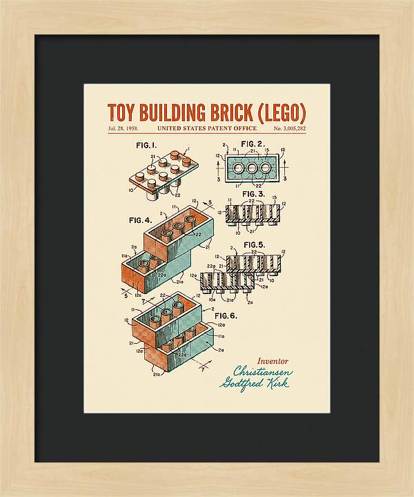 Toy Building Brick Lego Retro Patent Us3005282a