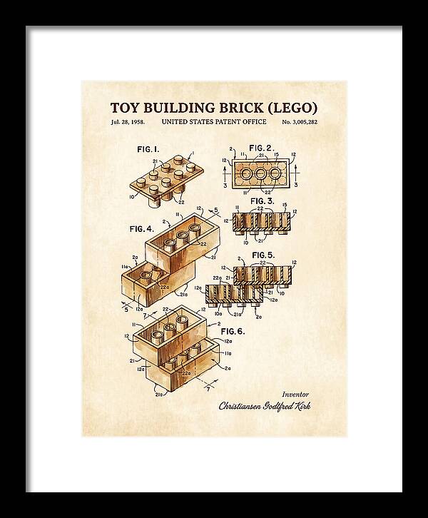 Toy Building Brick Lego Watercolor Patent Us3005282a
