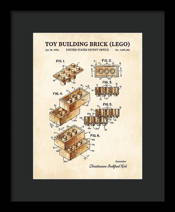Toy Building Brick Lego Watercolor Patent Us3005282a