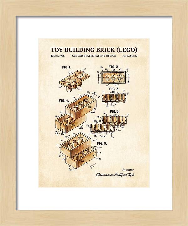 Toy Building Brick Lego Watercolor Patent Us3005282a