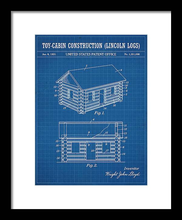 Toy Cabin Construction Lincoln Logs Blueprint Patent Us1351086a
