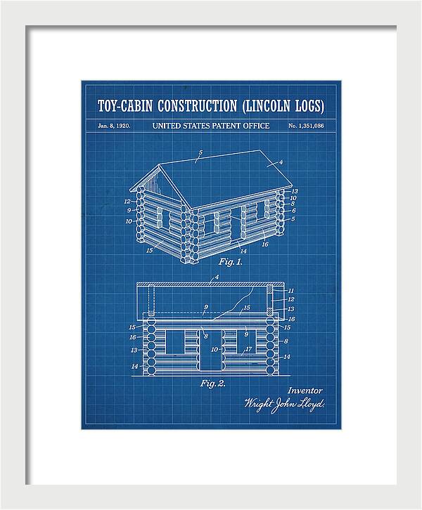Toy Cabin Construction Lincoln Logs Blueprint Patent Us1351086a