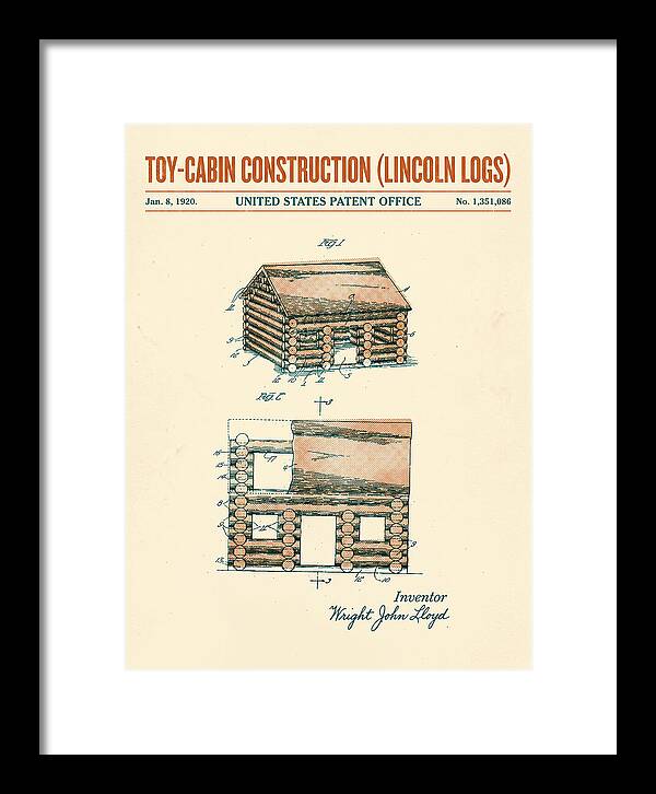 Toy Cabin Construction Lincoln Logs Retro Patent Us1351086a
