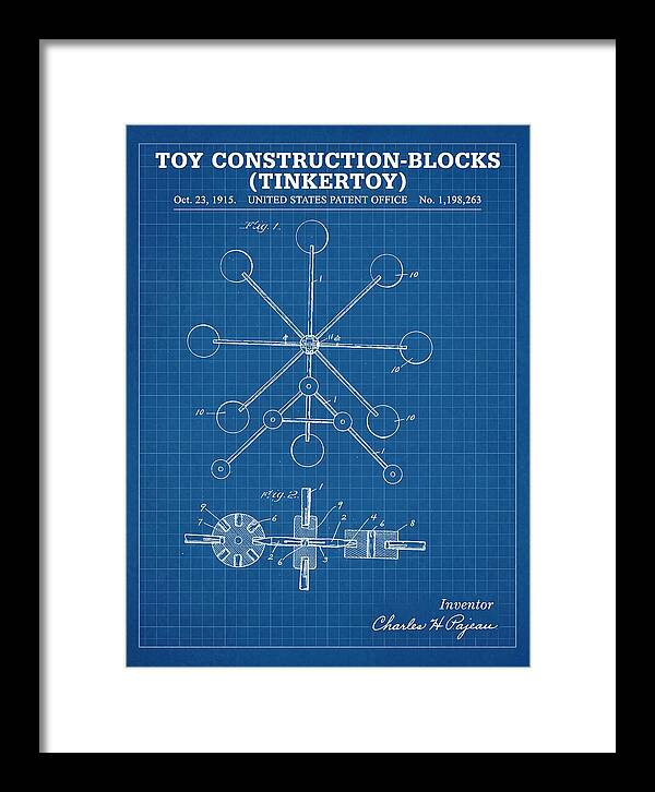 Toy Construction Blocks Tinkertoy Blueprint Patent Us1198263a