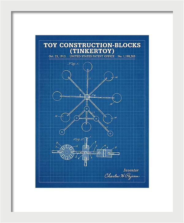 Toy Construction Blocks Tinkertoy Blueprint Patent Us1198263a