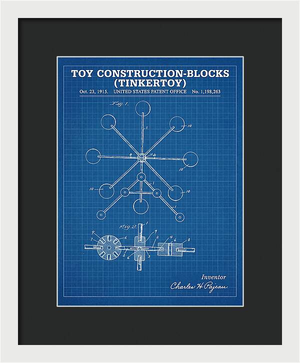 Toy Construction Blocks Tinkertoy Blueprint Patent Us1198263a