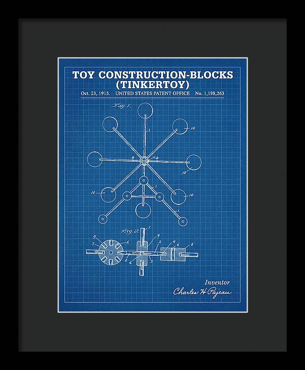 Toy Construction Blocks Tinkertoy Blueprint Patent Us1198263a