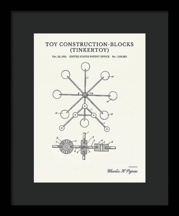 Toy Construction Blocks Tinkertoy Minimalist Patent Us1198263a