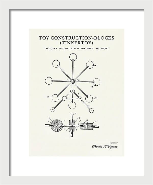 Toy Construction Blocks Tinkertoy Minimalist Patent Us1198263a