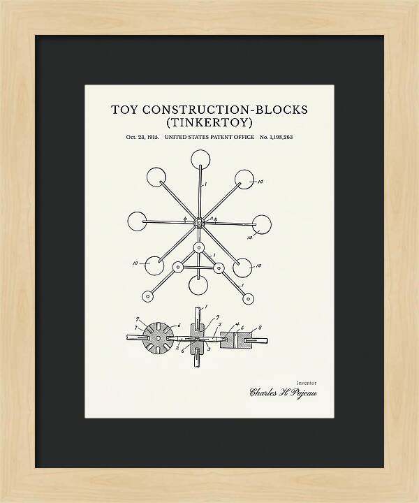 Toy Construction Blocks Tinkertoy Minimalist Patent Us1198263a