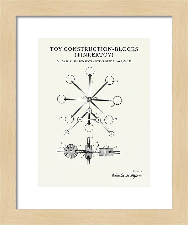 Toy Construction Blocks Tinkertoy Minimalist Patent Us1198263a