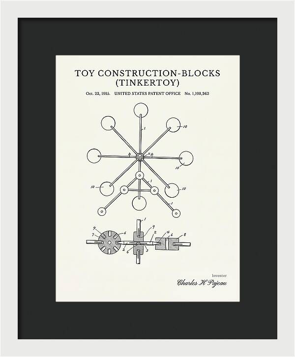 Toy Construction Blocks Tinkertoy Minimalist Patent Us1198263a