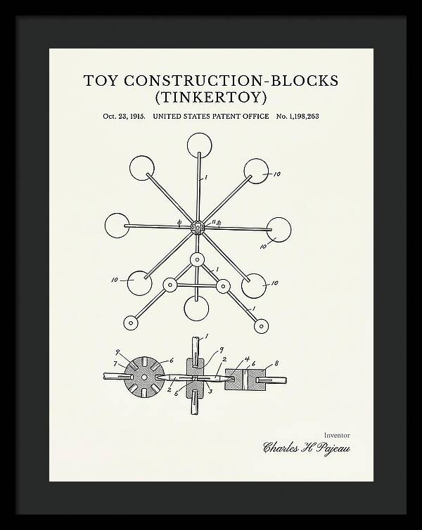 Toy Construction Blocks Tinkertoy Minimalist Patent Us1198263a