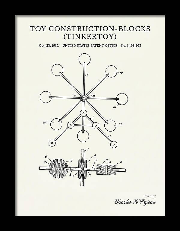 Toy Construction Blocks Tinkertoy Minimalist Patent Us1198263a