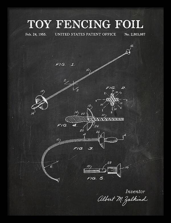 Toy Fencing Foil Chalkboard Patent Us2803087a