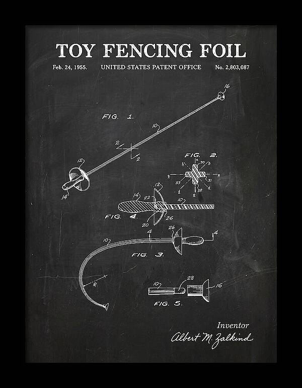 Toy Fencing Foil Chalkboard Patent Us2803087a