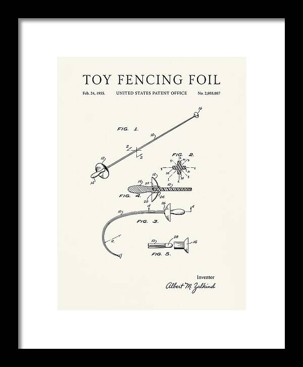Toy Fencing Foil Minimalist Patent Us2803087a