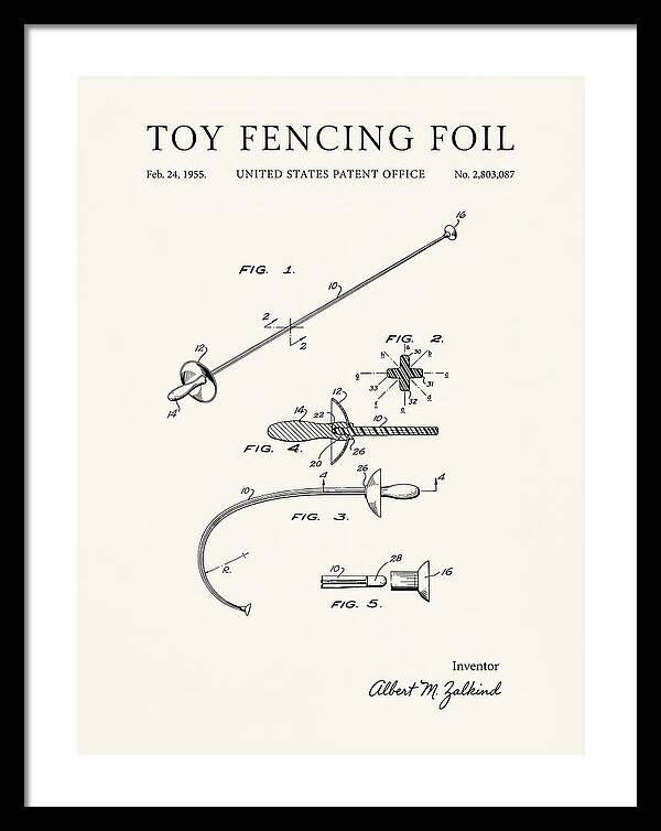 Toy Fencing Foil Minimalist Patent Us2803087a